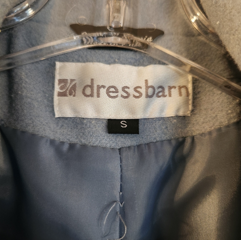 Dress Barn Pea Coat Women's Small Light Blue 100% Wool Warm Winter Office - Picture 13 of 13